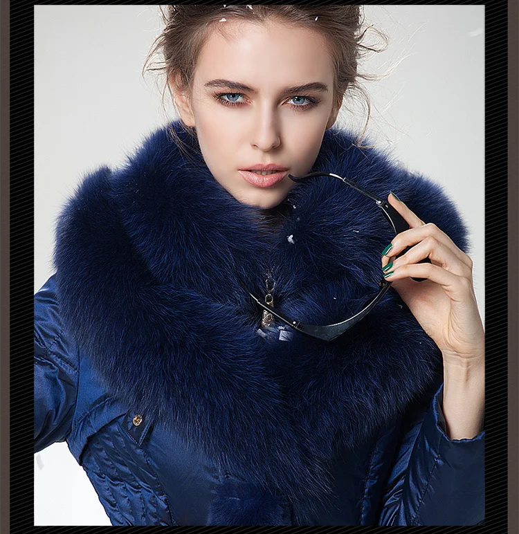 

Зимнее роскошное пальто aooti из натурального Лисьего меха, Женская Длинная толстая теплая куртка на утином пуху, Женская парка с капюшоном ...