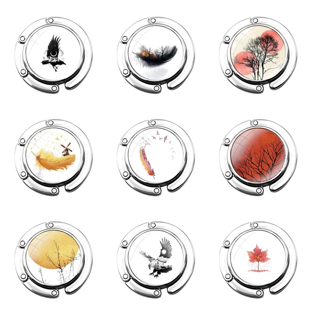 Абстракция Conception Art Tree Feather Складной крючок для кошелька женского стола сумки