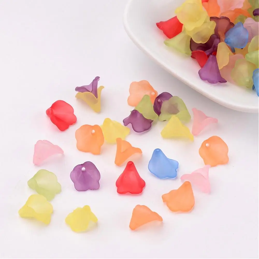 

500g Transparent Acrylic Beads Dyed Frosted Flower Mixed Color about 9~10mm long 9~10mm wide hole: 1mm about 3500pcs