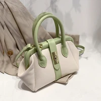 fashion two tones doctor clasp double handle tote bags for women luxury designer brand 2022 summer green shoulder crossbody bags