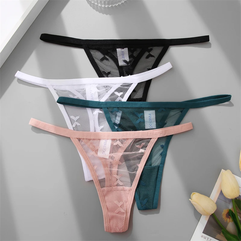 FINETOO 4Pcs/set кружевные стринги сексуальные низкой талией бикини трусики S-XL кружева