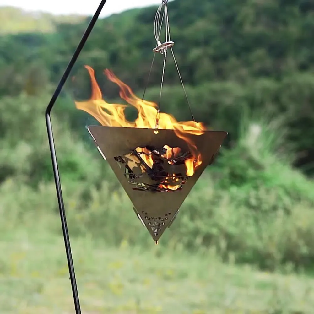 

Stainless Steel Triangle Camping Wood Stove Triangle Suspended Platform Bonfire Wood Burning Stove Outdoor Picnic Tools