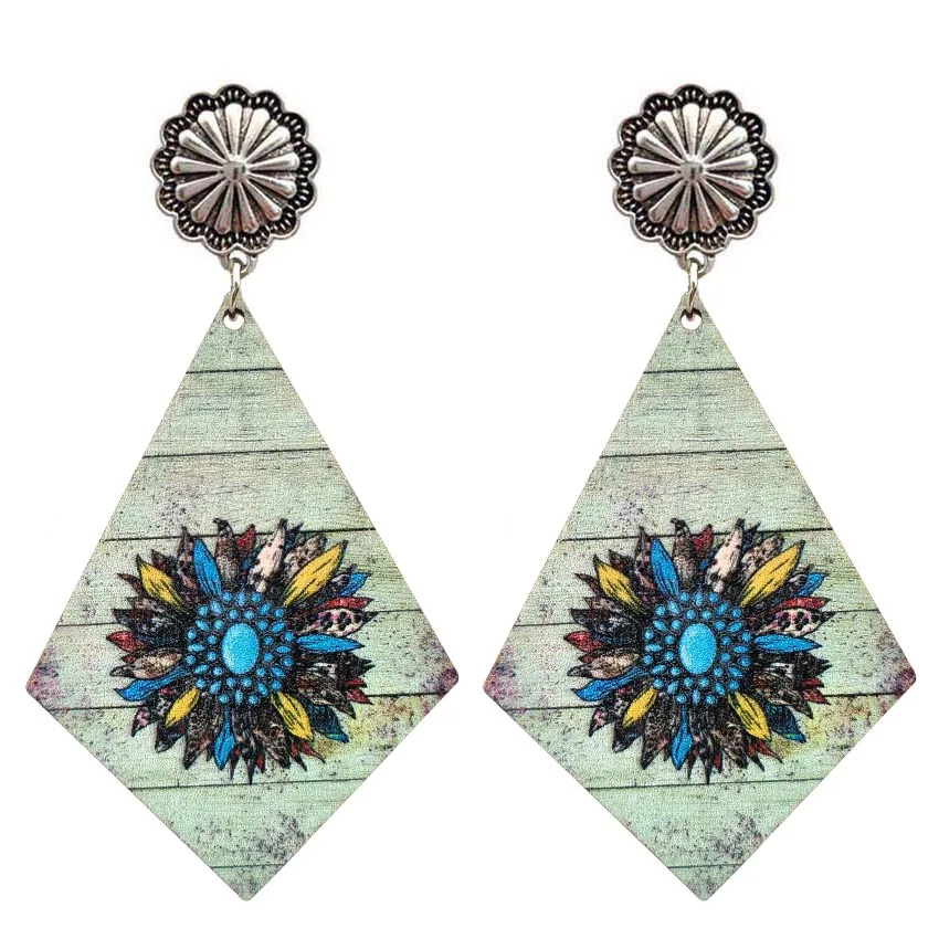 Женские Геометрические серьги из искусственного драгоценного камня бирюза