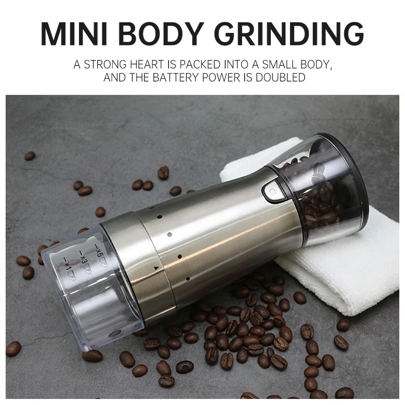 

USB Charging Electric Coffee Grinder Portable Coffee Bean Grinder Stainless Steel Coarse Grains Medicinal Herb Grinding Machine