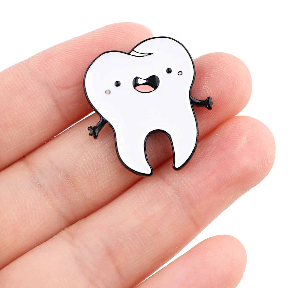 

White Teeth Enamel Pins Cute Animation Style Brooch Clothes Backpack Lapel Badges Fashion Jewelry Accessories For Friends Gifts