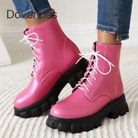 dovereiss fashion womens shoes consice sexy pure color rose red green elegant ankle boots rivets flats cross tied waterproof