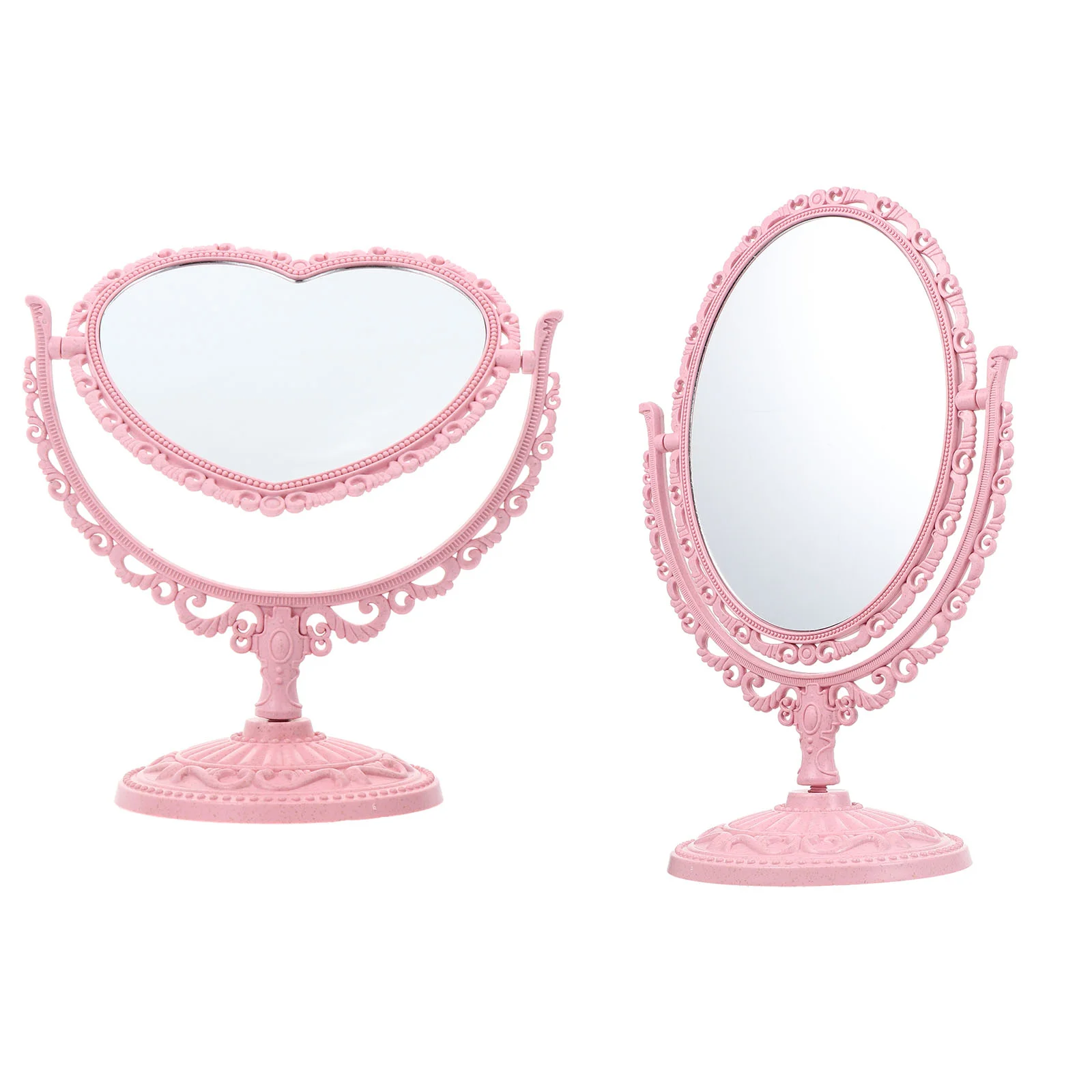 

Mirror Vintage Decor Heart Makeup Room Vanity Standing Table Coquette Plasticmagnifying Travel Tabletop Portable Decorative