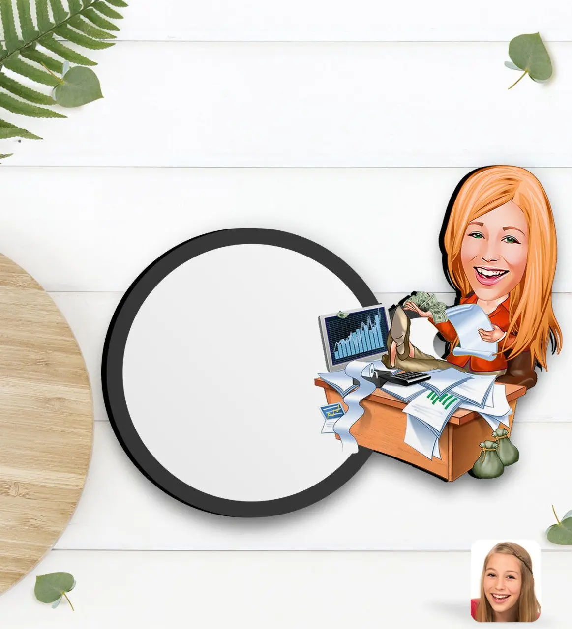 

Персонализированная Женская карикатура на деревянную чашку