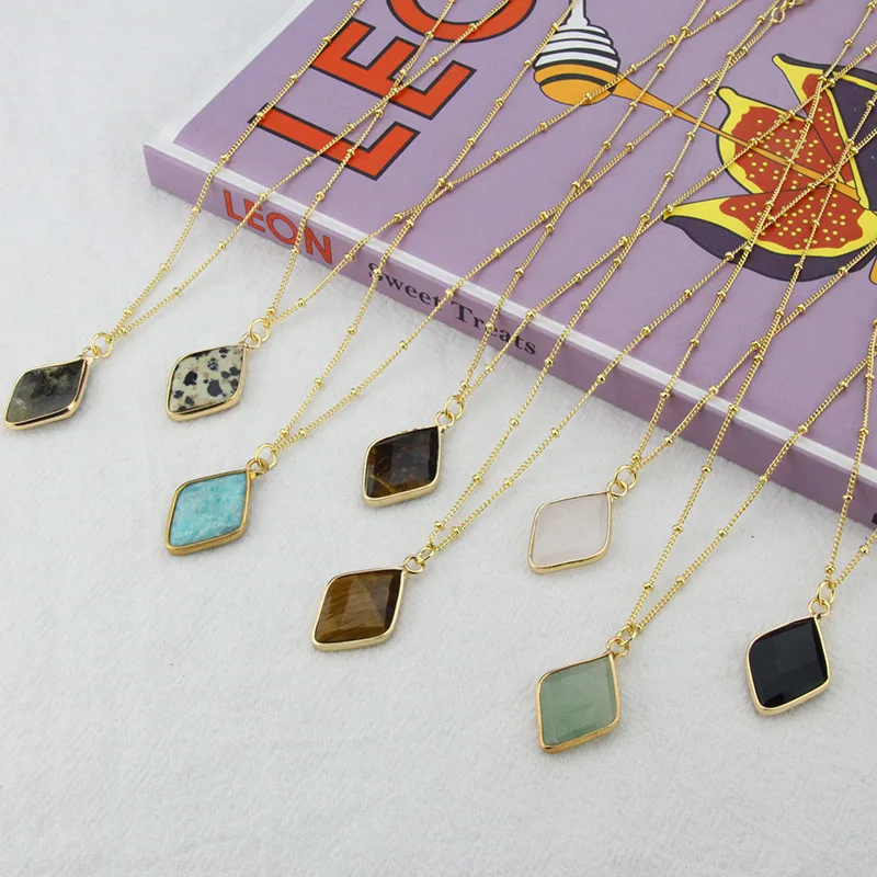 

Faceted Colorful Rhomboid Natural Stone Wholesae Gift Party Choker Wholesale