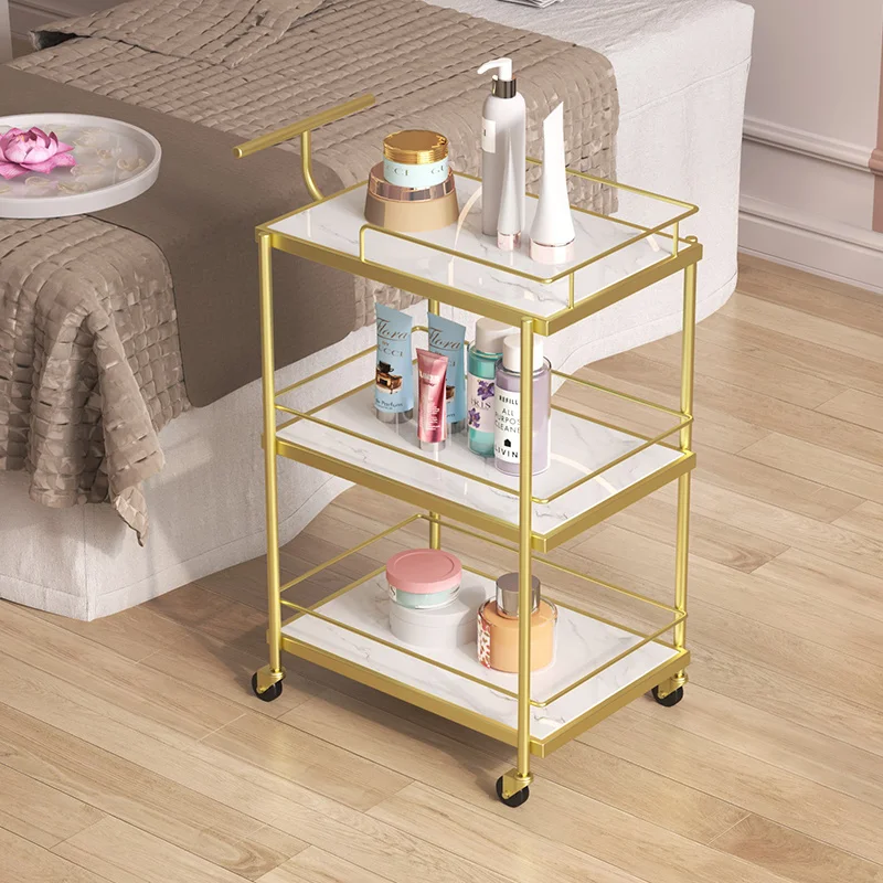 Light luxury beauty salon cart nail salon mobile tool trolley multi-purpose home bathroom Storage shelves