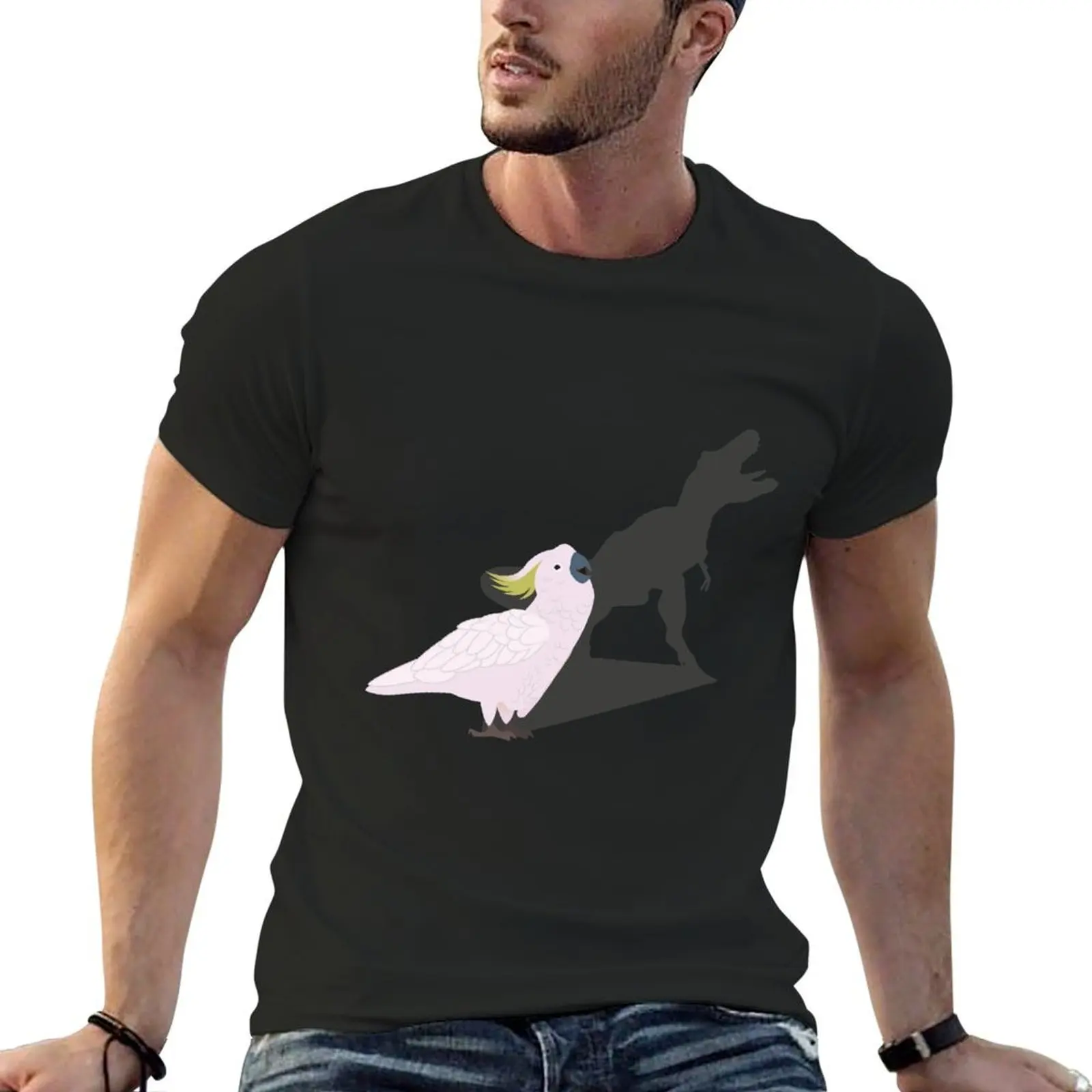 Забавная футболка с рисунком какаду динозавра тени животных попугая влюбленных
