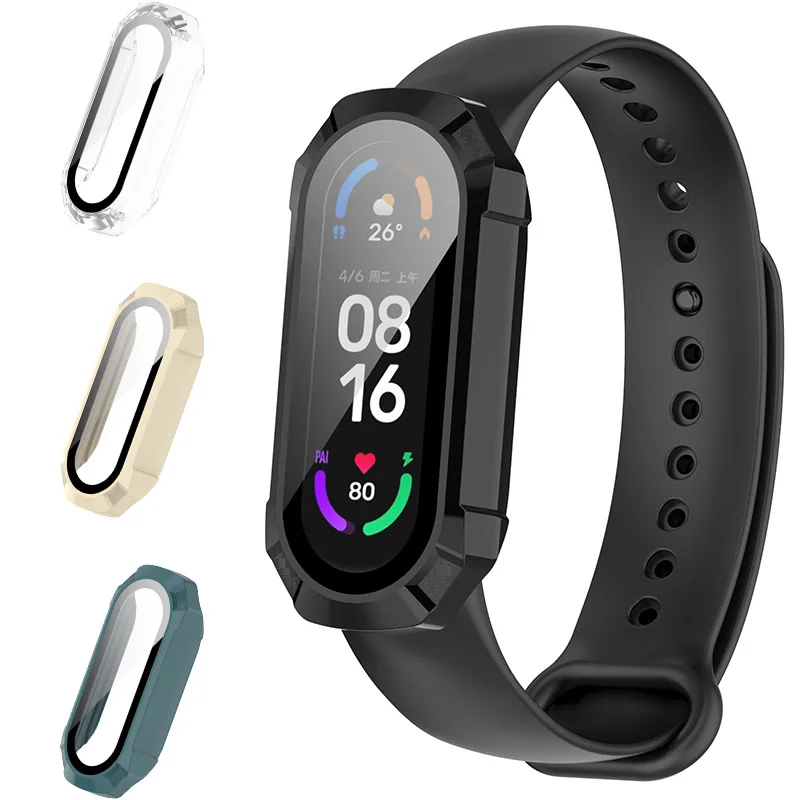 Защитный чехол 2 в 1 для Xiaomi Mi Band 7 6 5 4 + стеклянная пленка защитный с полным