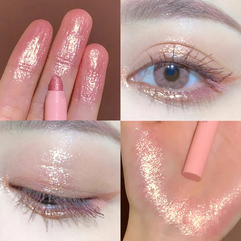

1PC Diamond Glitter Eyeshadow Liner Pencil Face Makeup Highlighter Long Lasting Matte Pink Silkworm Champagne Gold Eyeliner Pen