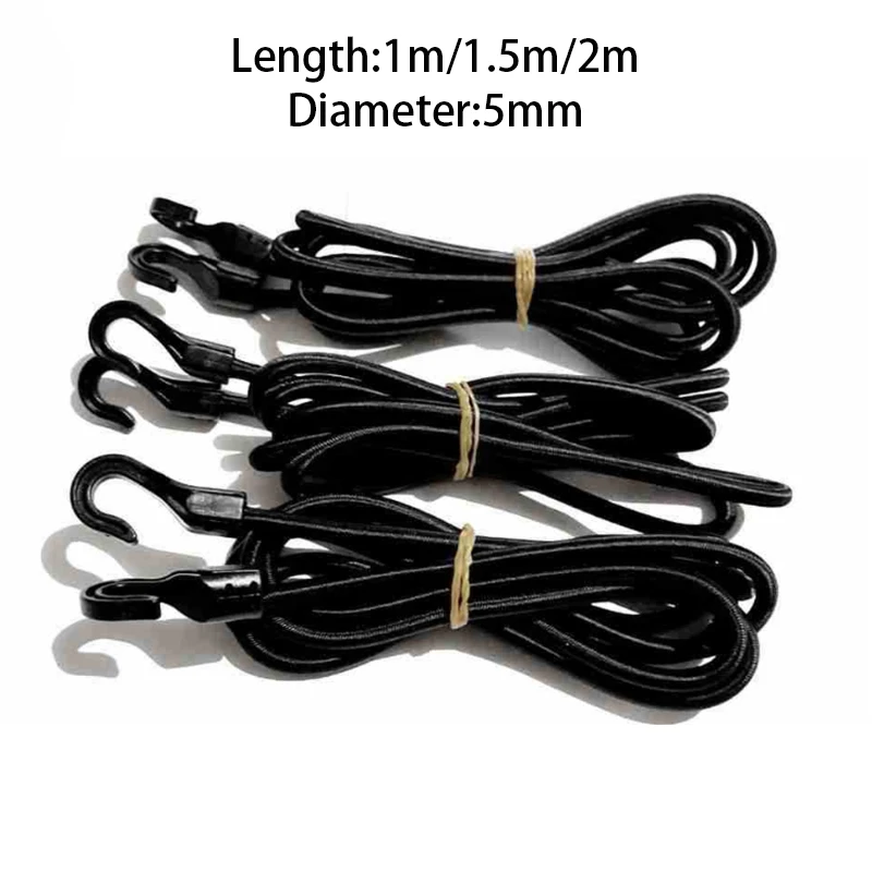 

1m/1.5m/2m Heavy Duty Elastic Bungee Shock Cord Strap Stretch Plastic Hook Car Luggage Tent Kayak Boat Canoe Bikes Rope Tie