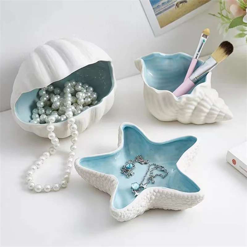 Nordic Conch Serie Jewelry Tray Necklace Earrings Display Plate Ashtray Ceramic Storage Home Decoration Accessories Christmas |