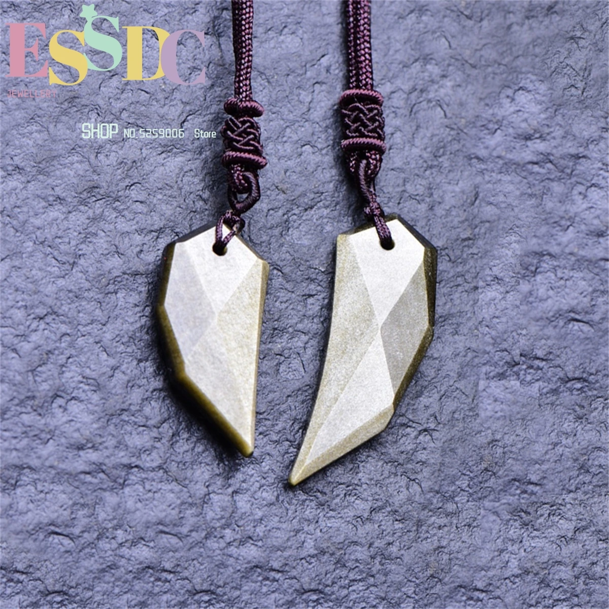 

Natural Gold Obsidian Wolf Teeth Necklace Pendant With Chain Lover's Jewelry Men Women Charm Fashion Amulet Gift Retro