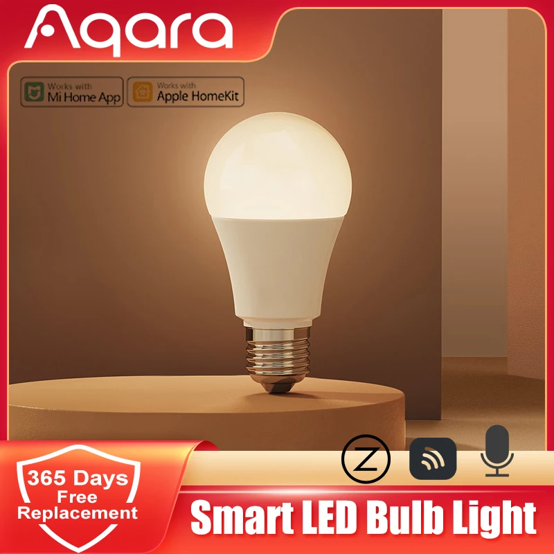 

Умная лампа Aqara E27, с таймером, Wi-Fi, Zigbee, 9 Вт, 2700k-6500k, работает с приложением Homekit Mijia