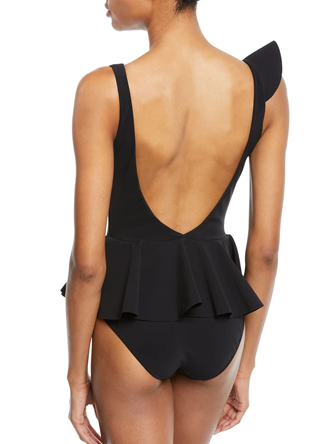 Цельный купальник с глубоким V-образным вырезом женский пляжные наряды открытой