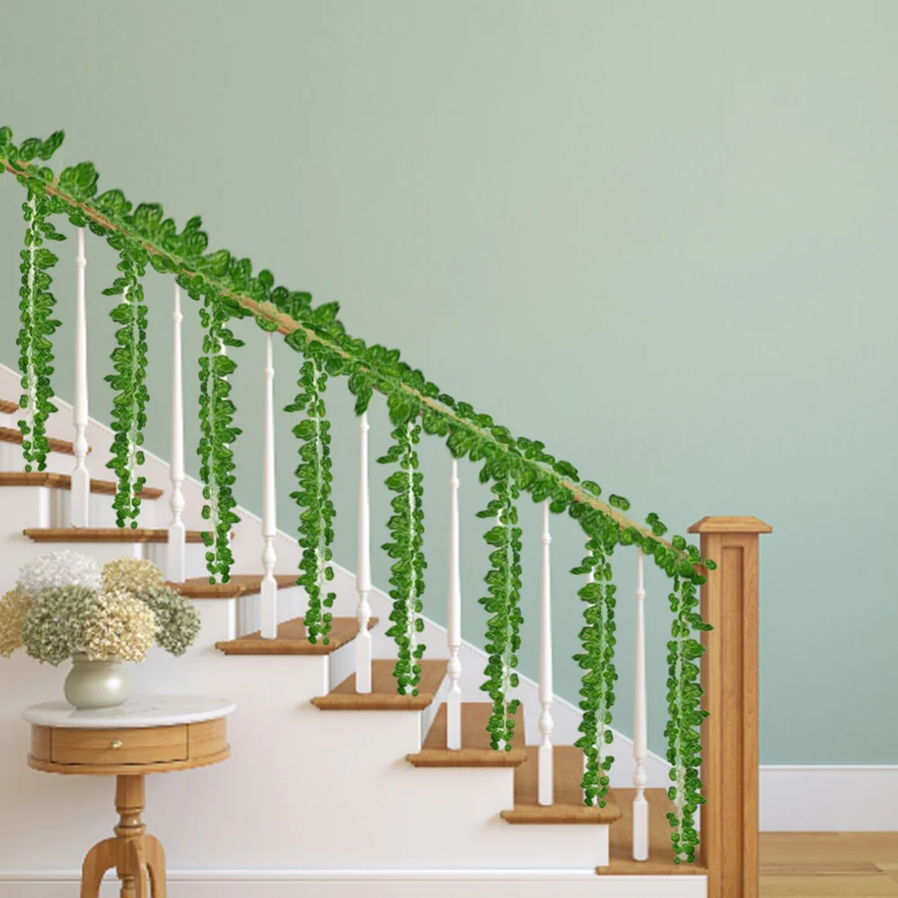 

2M Artificial Plants Ivy Green Simulation Rattan UV Resistant Plastic Vine Foliage String Wall Balcony Windows Decoration