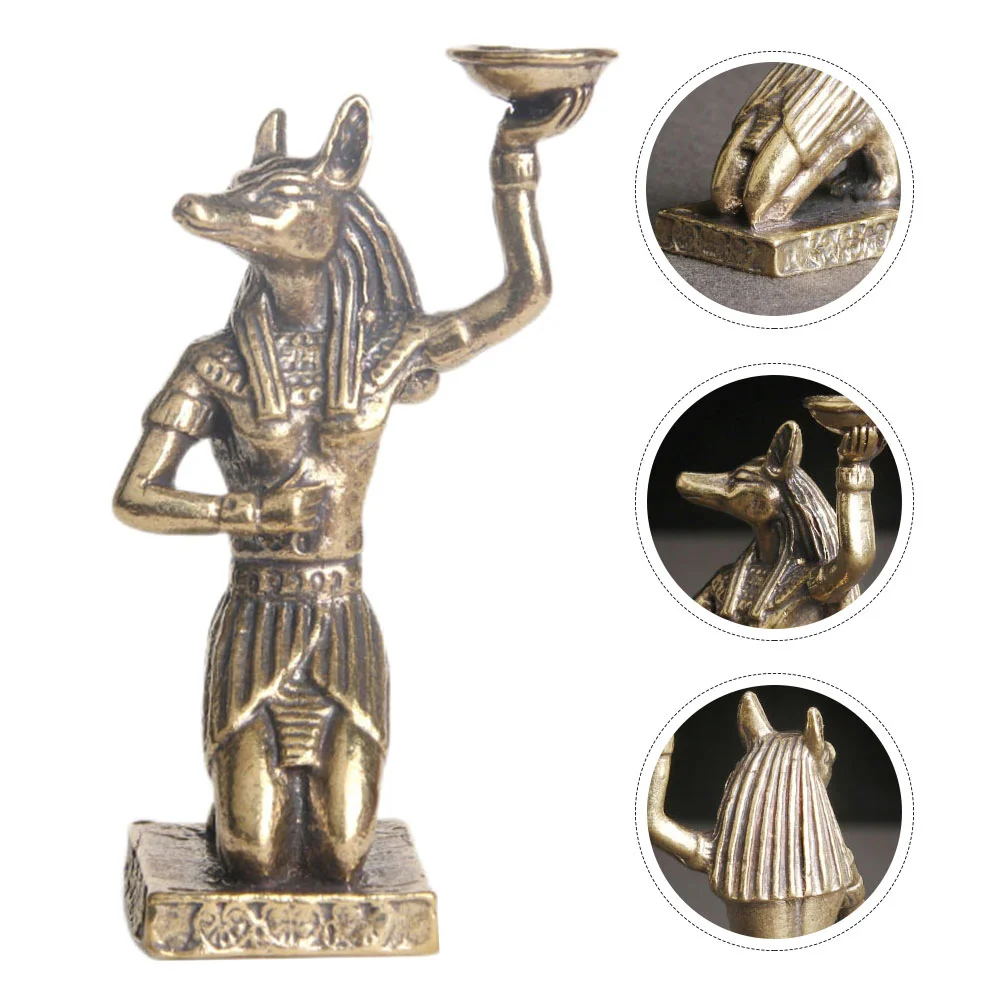 

Brass Egyptian Statue Craft Statues Decor Golden Anubis Figurine Tabletop Small Decoration Creative Office
