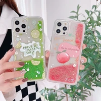 lemon peach quicksand glitter phone case for iphone 11 12 13 mini pro xs max 6 8 7 plus x xr cover