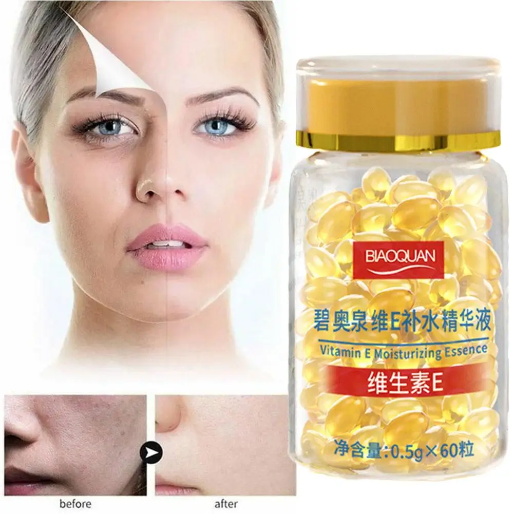 

Vitamin E Soft Capsules Serum Hydrating Essence Removal Capsules 60pcs/bottle Spot Moisturizing Freckle Acne Whitening Trea L2E2