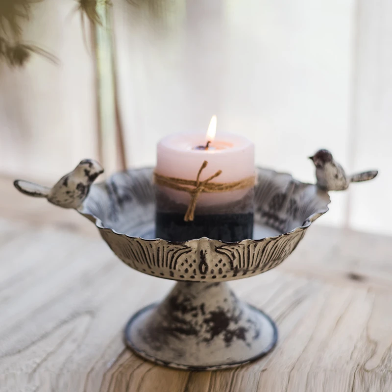

Creative Bird Feeding Basin Gardening Holder Decorative Ornaments Retro and Old European Style Candle Supplies