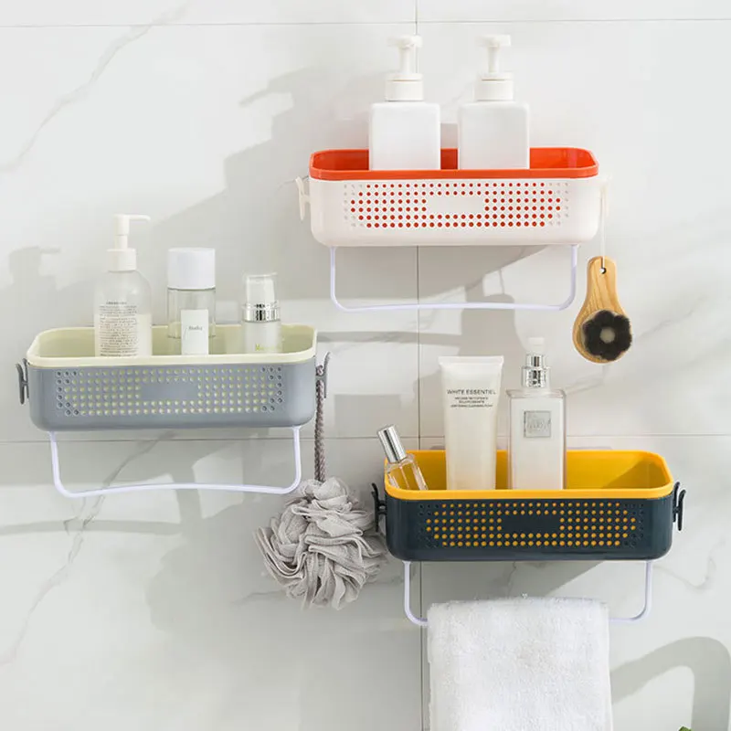 

Двухуровневый стеллаж для хранения в ванной комнате без перфорации полка для ванной многофункциональная полка для хранения полотенец Наст...