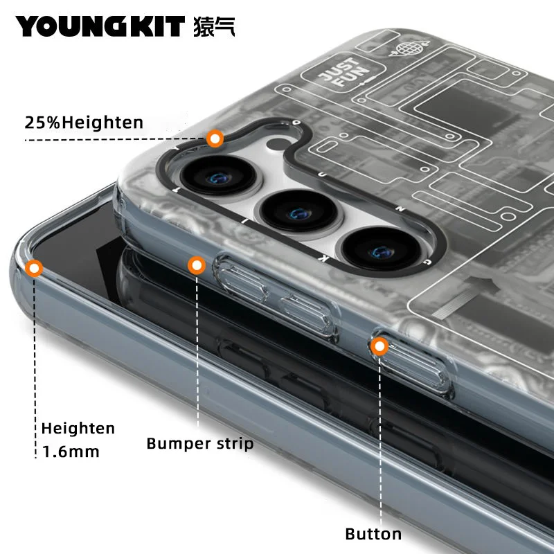 

Youngkit Official Circuit Cyberpunk Cover for Samsung S22 S23 Ultra Plus Lens All-inclusive High End Frosted Protective Case