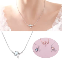 aurora water drop star moon necklace cute girl clavicle chain heart sweet student necklace