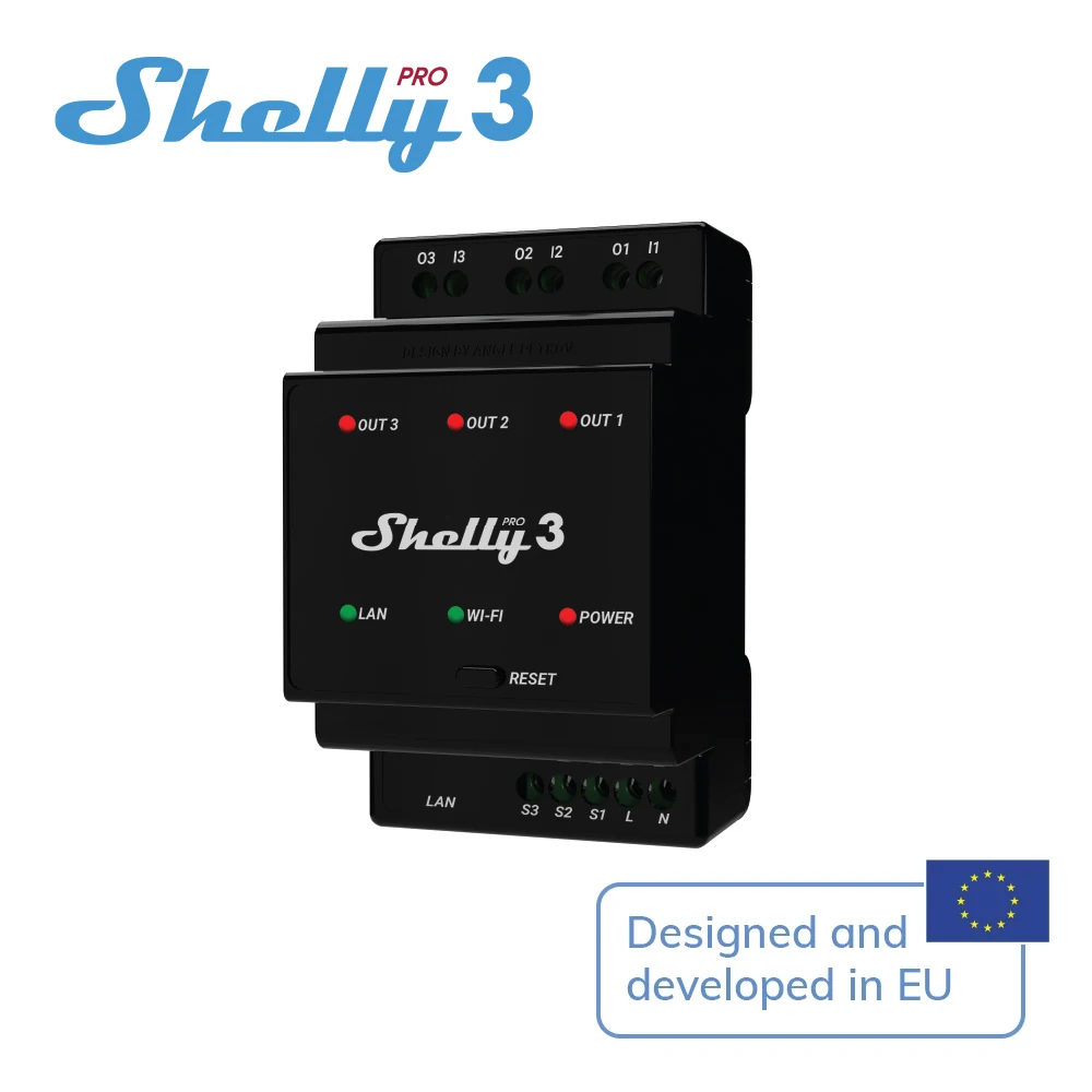 

Shelly Pro 3 модуль автоматизации 3 фазы 48А