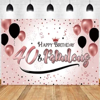 rose gold 40th photo backdrop women men happy birthday party pink photograph background banner decoration prop