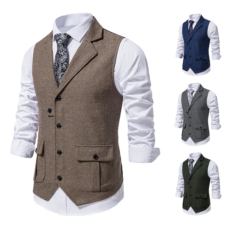 

Single Sleeveless Brown Coat New Vest Formal Men's Tuxedo 2022 Brand Designer Breasted Suit Top Adult Vest Dress