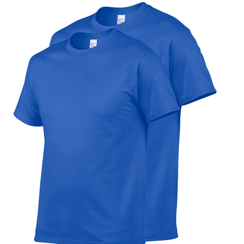 Gildan Summer Men T-Shirt 100% Cotton High Quality Casual Short Sleeve T Shirt Women Oversized Solid Sports Male Tops Tees 2PCS images - 6
