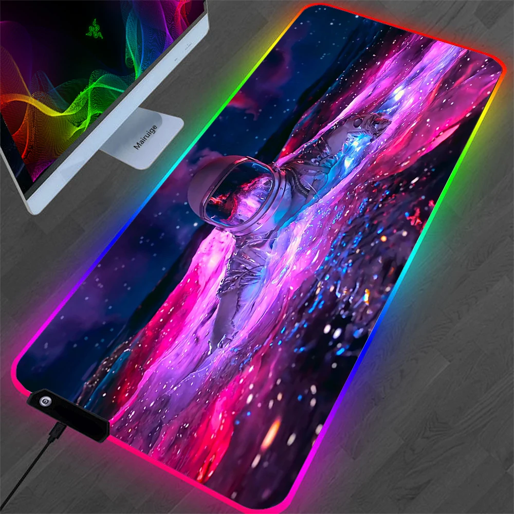

Cool Color Astronaut RGB Mouse Pad LED Gaming Mouse Pad Computer Keyboard Luminous Desk Mat400x900MM Large Mousepad XXL for Csgo