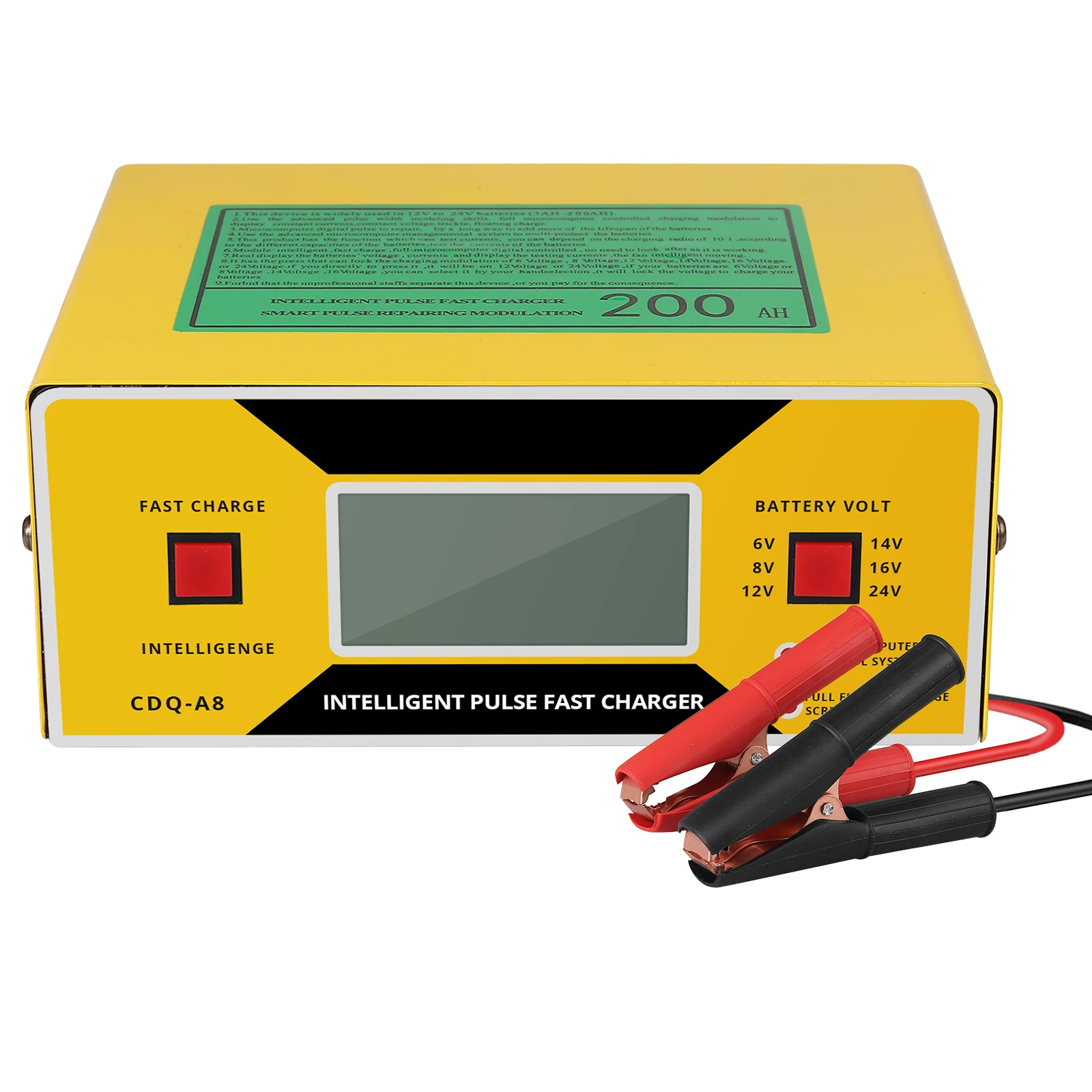 6/8/12/14/24V 0-10A Intelligent Fast Charging Pulse Repair Type Full Automatic Car Battery Charger 12V Digital Display Charger