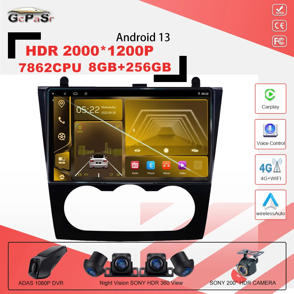 

Android 13 7862CPU Qualcomm Snapdragon авто радио для Nissan Teana Altima Manual 2008-2012 5G Wifi BT No 2din стерео Мультимедиа