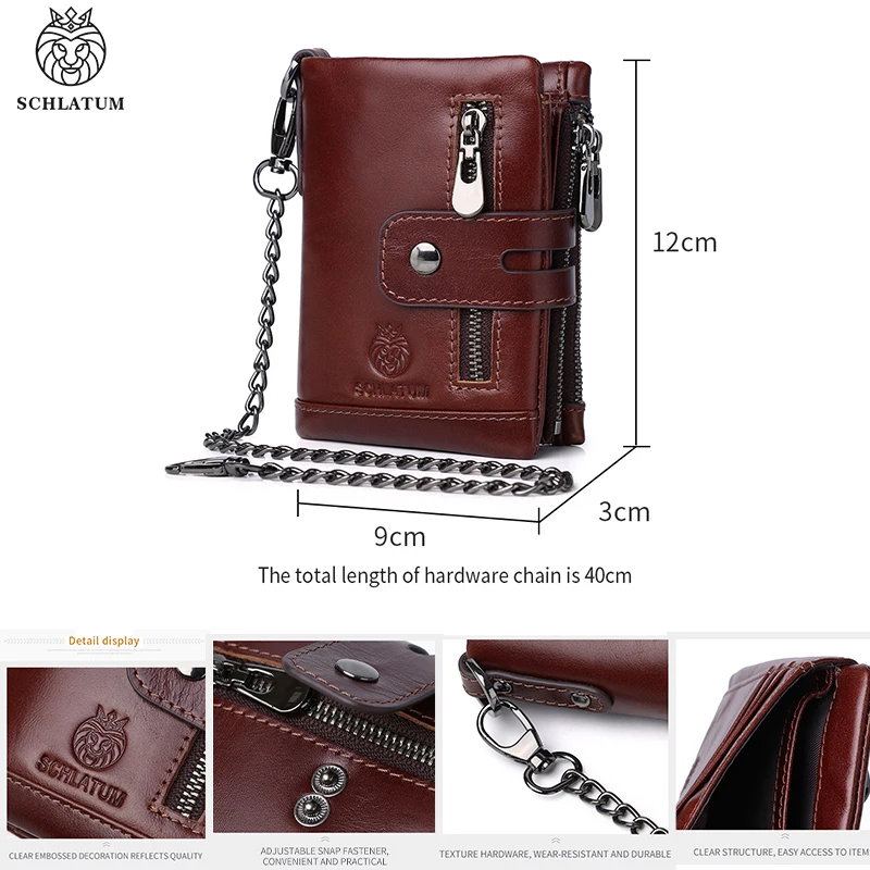 Кошелек мужской кожаный на молнии с RFID-защитой |