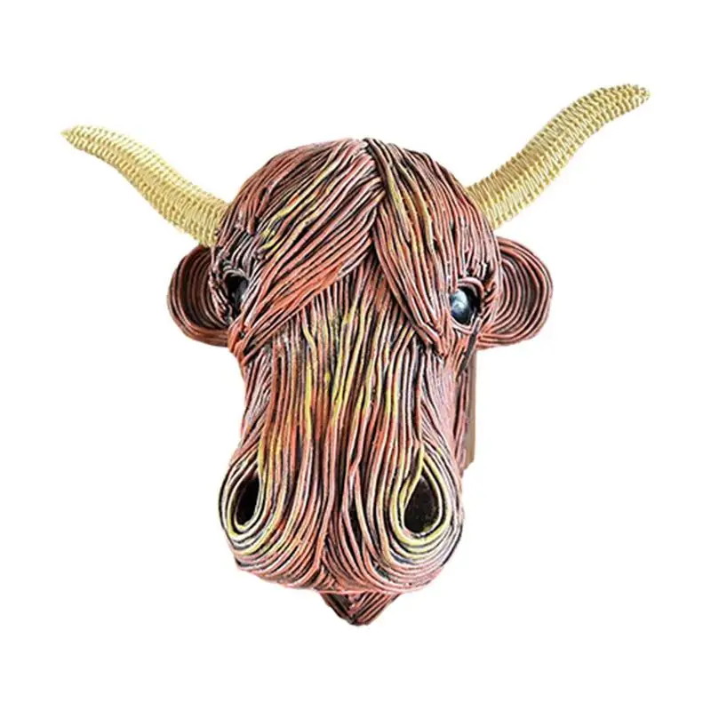 

Cow Decorations For Home Farmhouse Highland Cow Resin Wall Crafts Wall Mounted Animal Decorations For Collection Realistic Cow