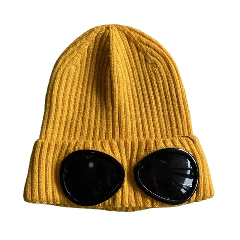 

Unisex Casual Winter CPHat Ribbed Knit Lens Cotton Beanie for Men Street Hip Hop Knitted Caps