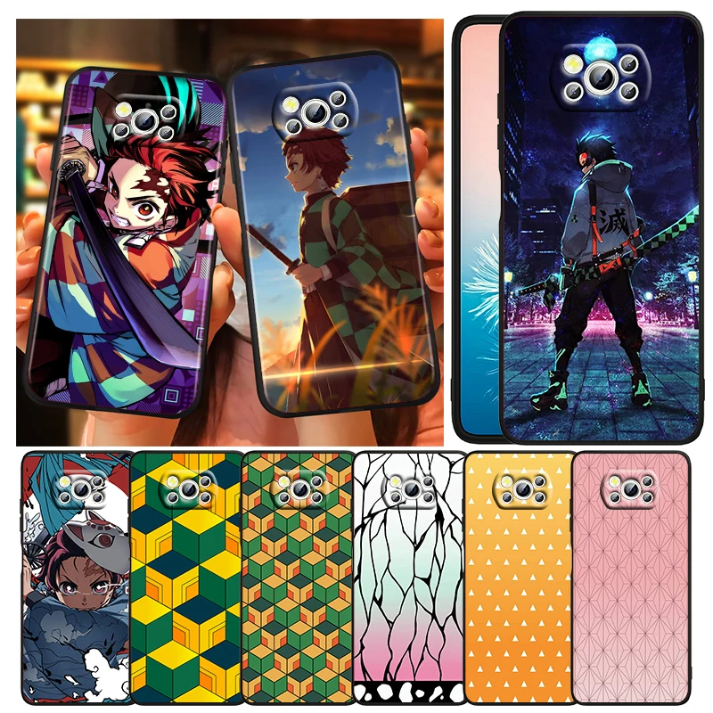

Demon Slayer Anime For Xiaomi Civi Mi Poco X4 X3 NFC F3 GT M4 M3 M2 X2 F2 Pro C3 F1 5G Soft TPU Cover Black Phone Case