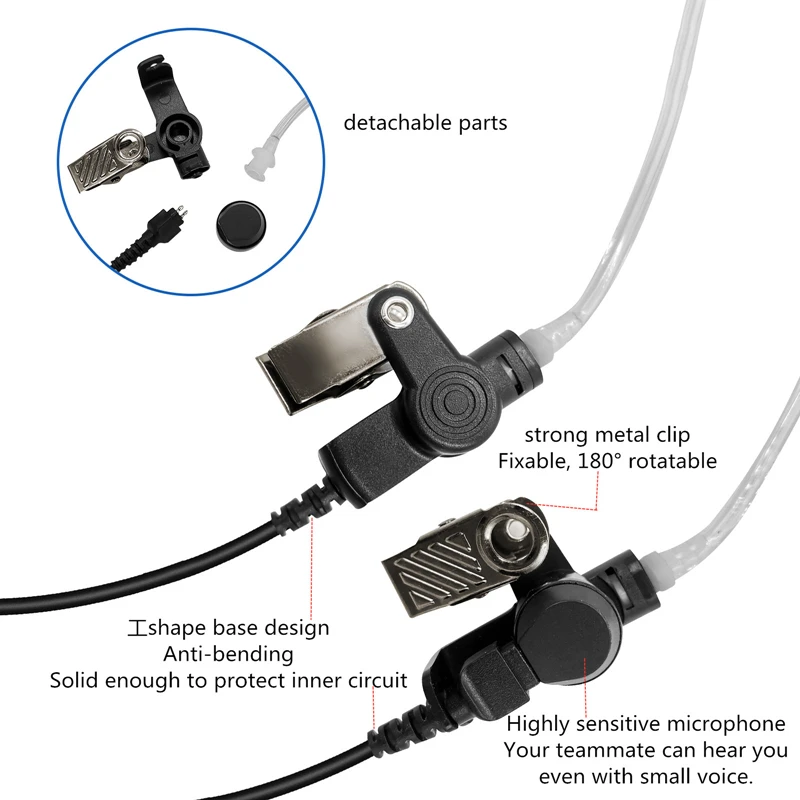 STP8000 STP9000 STP8035 Earphone 2 Wire Walkie Talkie Earpiece with PTT Mic Compatible for SEPURA Radio