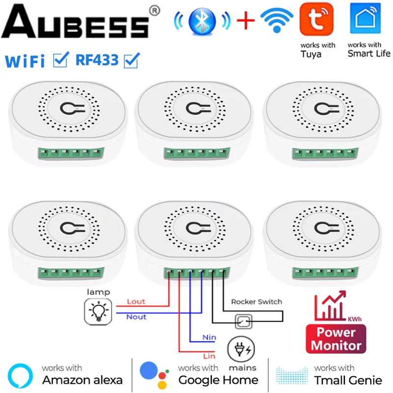 

Мини-переключатель Tuya, 16 А, двухсторонний, с поддержкой Wi-Fi