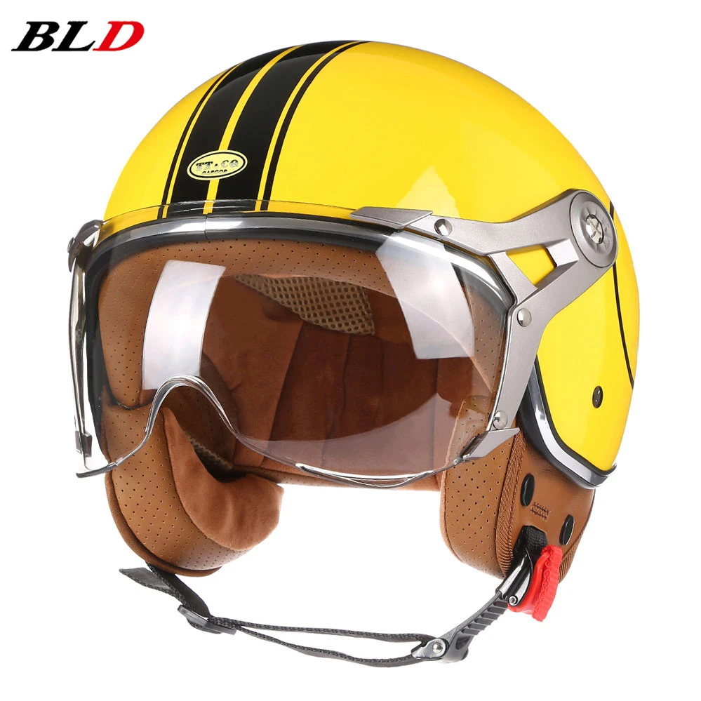 Мотоциклетный шлем с открытым лицом для мужчин и женщин ретро 3/4