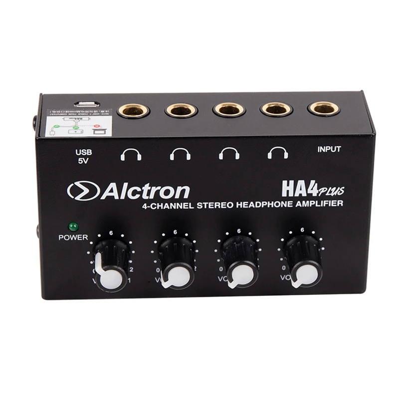 

4-канальный портативный стерео усилитель для наушников Alctron, мини-разветвитель для наушников Amp TRS, разъем для наушников