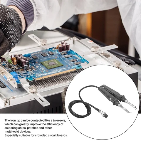 Горячий 902 Esd Smd Двойной паяльник Пинцет с зажимом для ручки Нагревательные плоскогубцы Аксессуары для паяльной станции -Kb