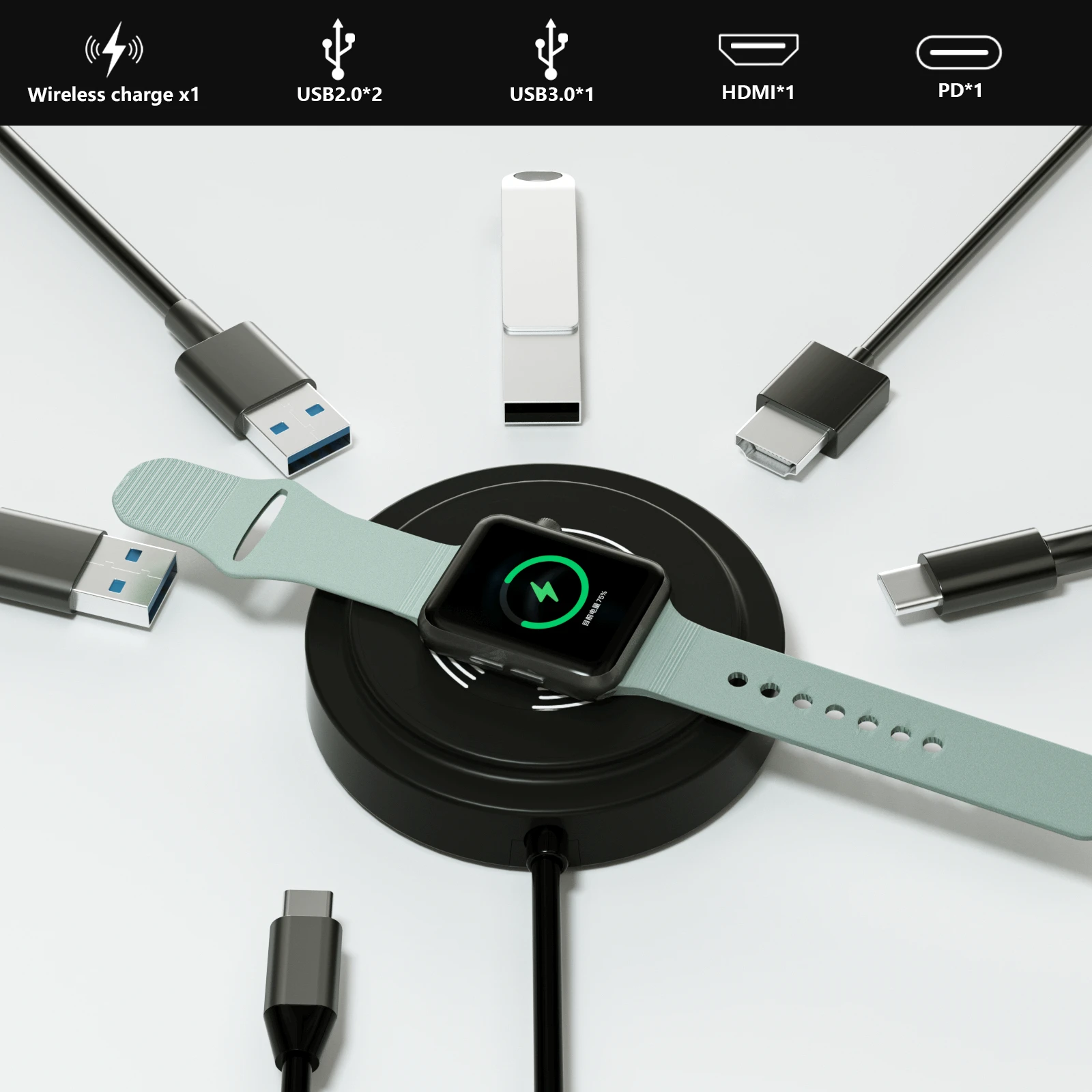 Беспроводное зарядное устройство складной разветвитель 6 в 1 адаптер Тип C 3 0 USB