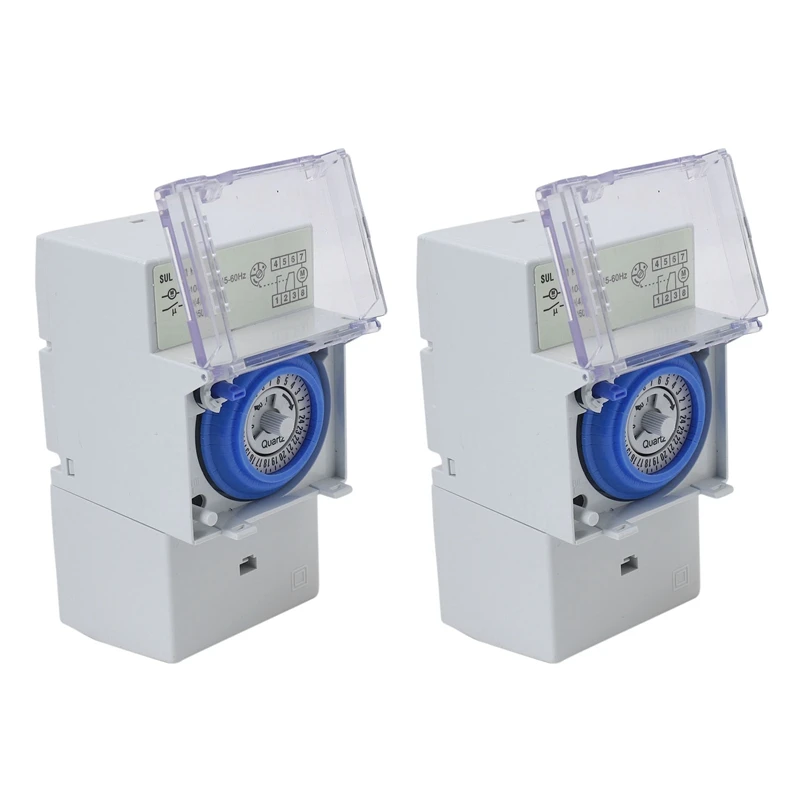 

2X SUL181H Mechanical Timer 24 Hours Time Switch Relay Electrical Programmable Timer 24 Hour Din Rail Timer Switch