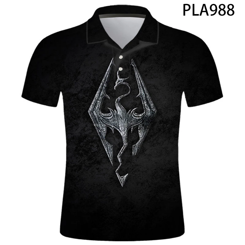

2020 New 3D Printed Skyrim Hombre Camisas De Polo Harajuku Men Casual Fashion Short Sleeve Comics Streetwear Shirts Cool Ropa