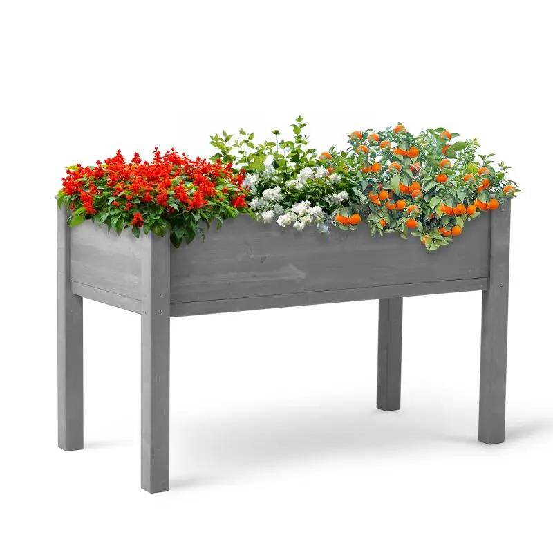 Wood Planter Box Raised Garden Bed with Legs Elevated Wooden Planter Box for Outdoor Plants flower pot